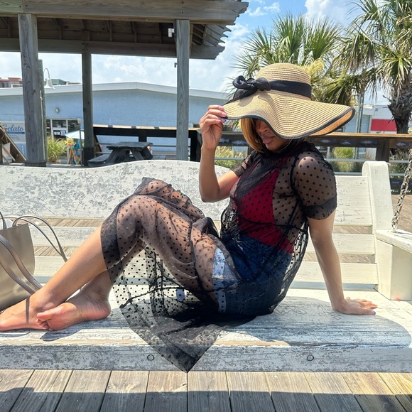 Women’s Sheer Mesh Dress with Polka Dots - Picture 2 of 9